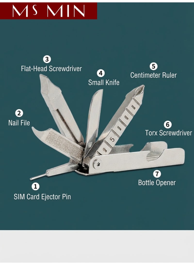MS MIN Portable Multi-Function Folding Keychain Tool – SIM Pin, Mini Knife, Screwdrivers & Bottle Opener in One - Image 2
